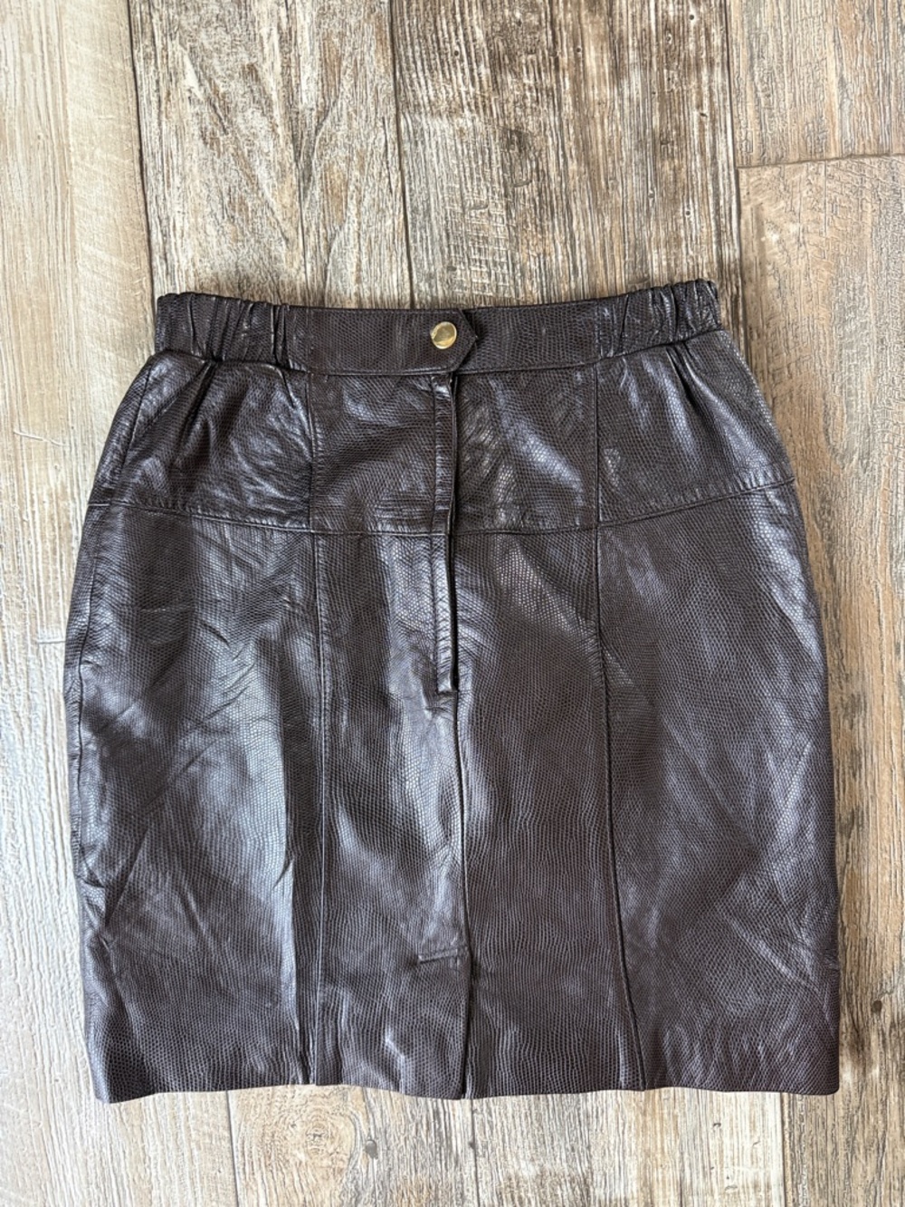 BRAEFAIR LEATHER Women's Dark Brown Leather Pencil Skirt, 4